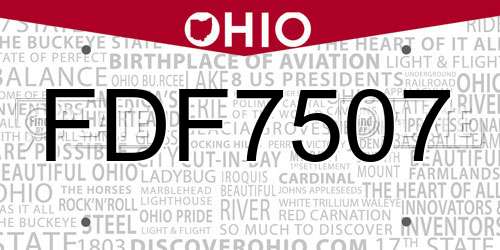 FDF7507 Ohio License Plate