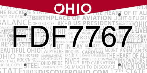 FDF7767 Ohio License Plate