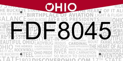 FDF8045 Ohio License Plate