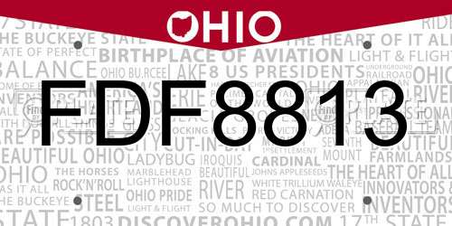 FDF8813 Ohio License Plate