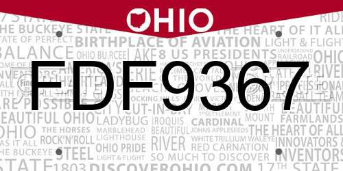 FDF9367 Ohio License Plate