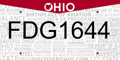 FDG1644 Ohio License Plate