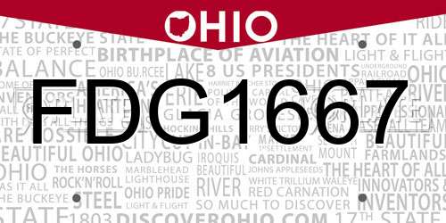 FDG1667 Ohio License Plate