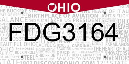 FDG3164 Ohio License Plate