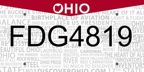FDG4819 Ohio License Plate
