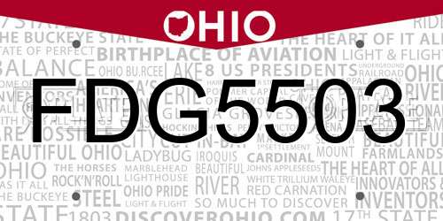 FDG5503 Ohio License Plate