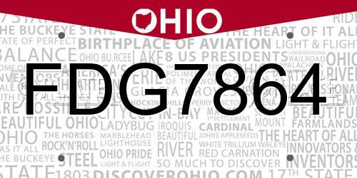 FDG7864 Ohio License Plate