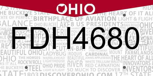 FDH4680 Ohio License Plate