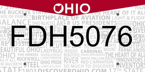FDH5076 Ohio License Plate