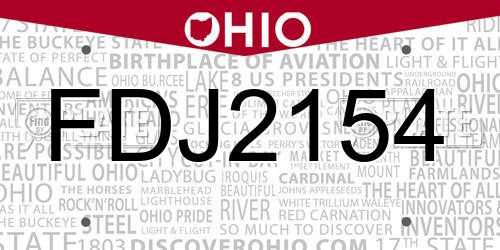 FDJ2154 Ohio License Plate