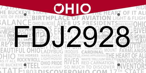 FDJ2928 Ohio License Plate