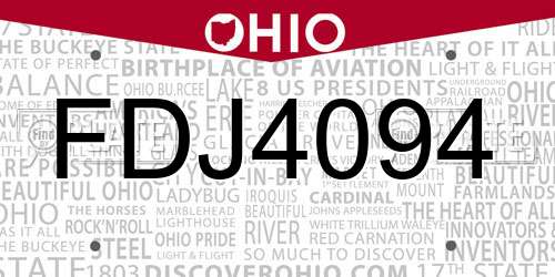 FDJ4094 Ohio License Plate