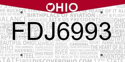 FDJ6993 Ohio License Plate