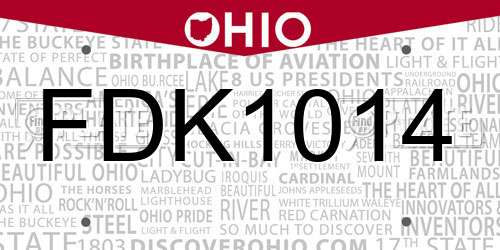 FDK1014 Ohio License Plate