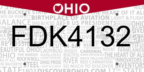 FDK4132 Ohio License Plate