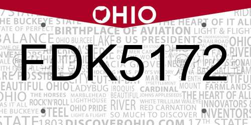 FDK5172 Ohio License Plate