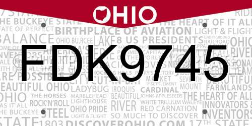 FDK9745 Ohio License Plate