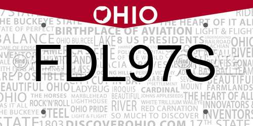 FDL97S Ohio License Plate