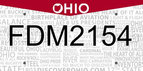 FDM2154 Ohio License Plate