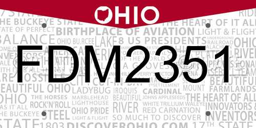FDM2351 Ohio License Plate