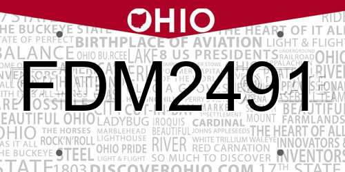 FDM2491 Ohio License Plate