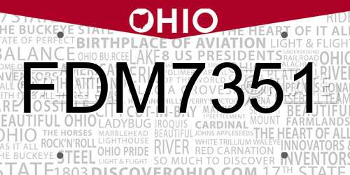 FDM7351 Ohio License Plate