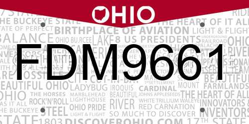 FDM9661 Ohio License Plate