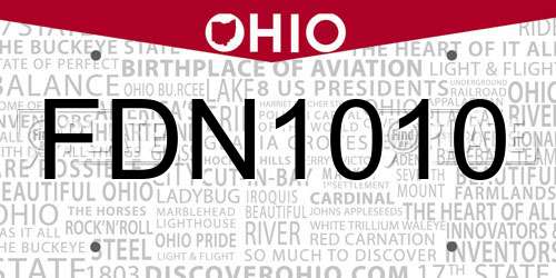 FDN1010 Ohio License Plate