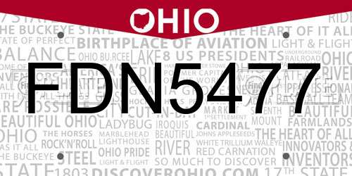 FDN5477 Ohio License Plate