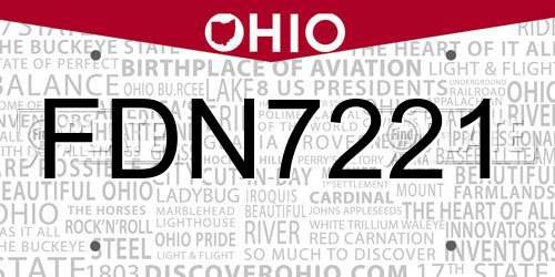 FDN7221 Ohio License Plate
