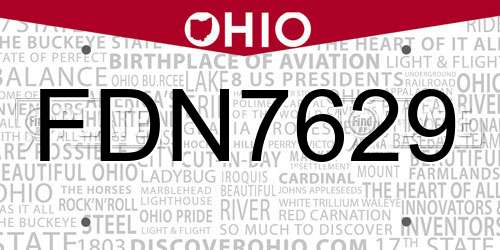 FDN7629 Ohio License Plate