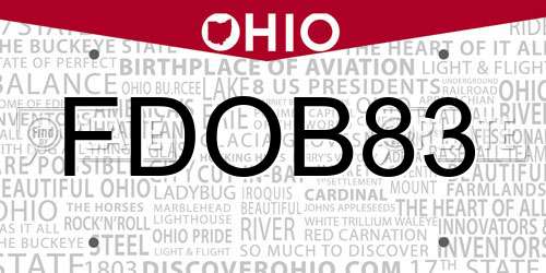 FDOB83 Ohio License Plate