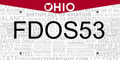 FDOS53 Ohio License Plate