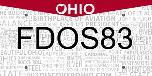 FDOS83 Ohio License Plate