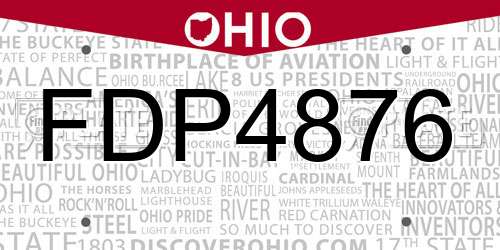 FDP4876 Ohio License Plate