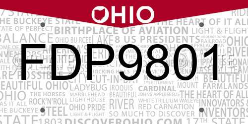 FDP9801 Ohio License Plate