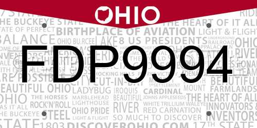 FDP9994 Ohio License Plate
