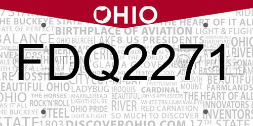 FDQ2271 Ohio License Plate