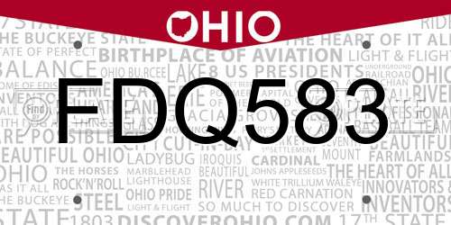 FDQ583 Ohio License Plate