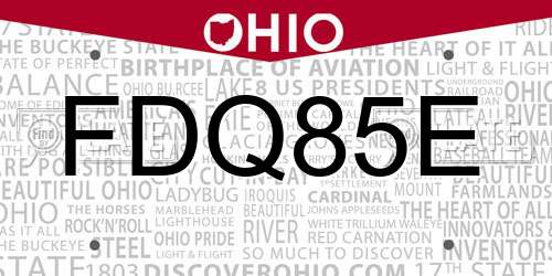 FDQ85E Ohio License Plate