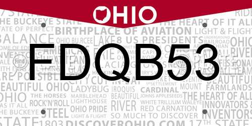 FDQB53 Ohio License Plate