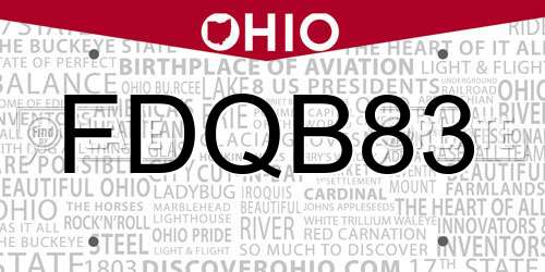FDQB83 Ohio License Plate