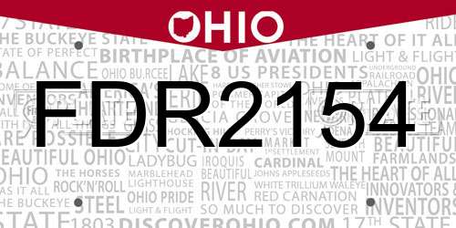 FDR2154 Ohio License Plate