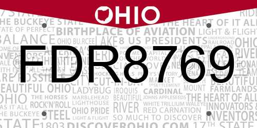 FDR8769 Ohio License Plate