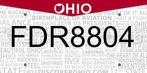 FDR8804 Ohio License Plate