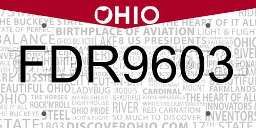 FDR9603 Ohio License Plate