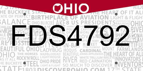 FDS4792 Ohio License Plate
