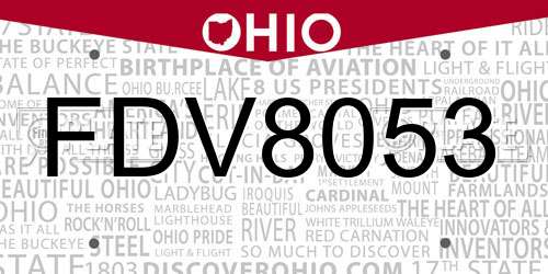 FDV8053 Ohio License Plate