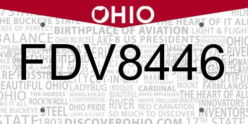 FDV8446 Ohio License Plate
