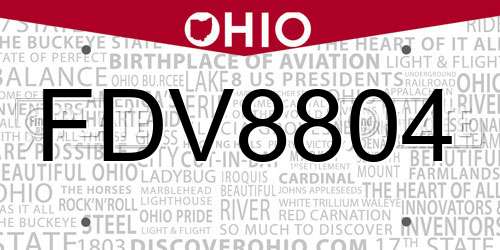 FDV8804 Ohio License Plate